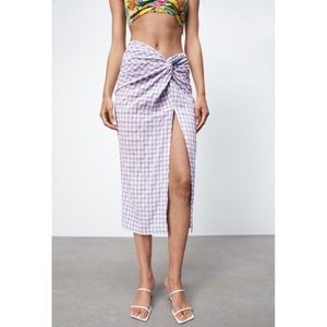 Zara Purple and White Maxi Skirt